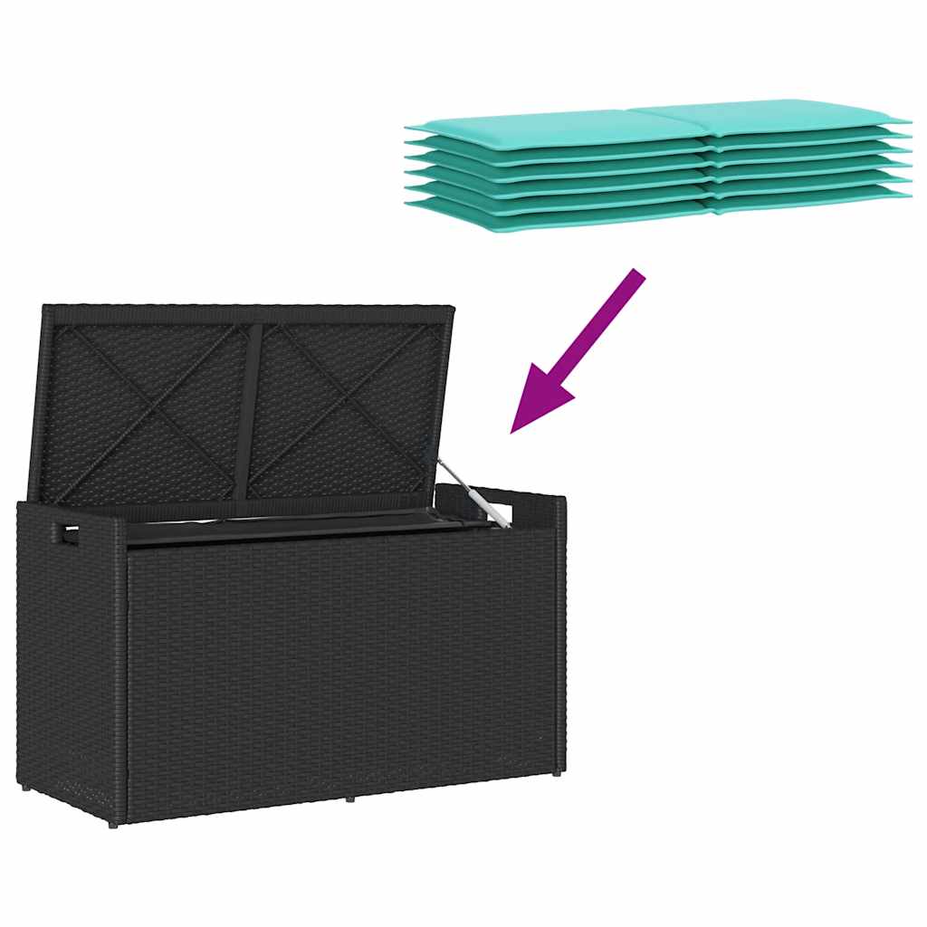 vidaXL Opbergbank met kussen voor buiten 100 cm poly rattan zwart