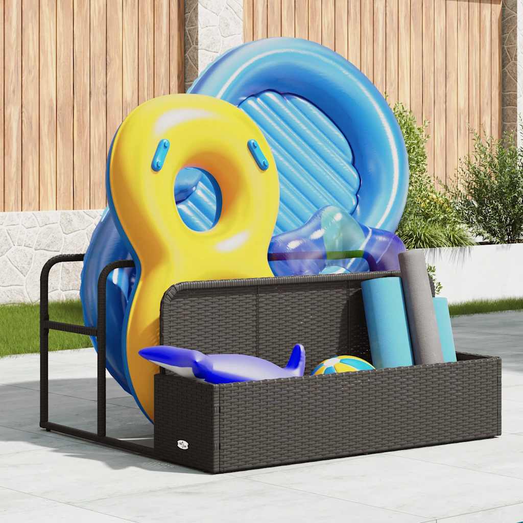 vidaXL Opbergzak voor aan het zwembad, zwart, 110x100x57 cm, polyrotan