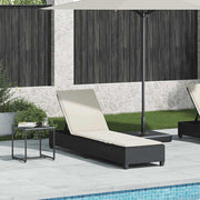 vidaXL Ligstoel met kussens zwart 55x200x25,5cm polyrotan