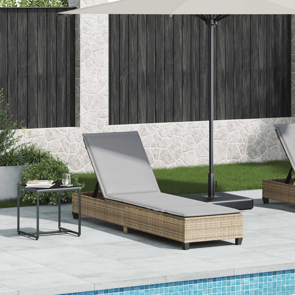 vidaXL Ligstoel met kussens zwart 55x200x25,5cm polyrotan