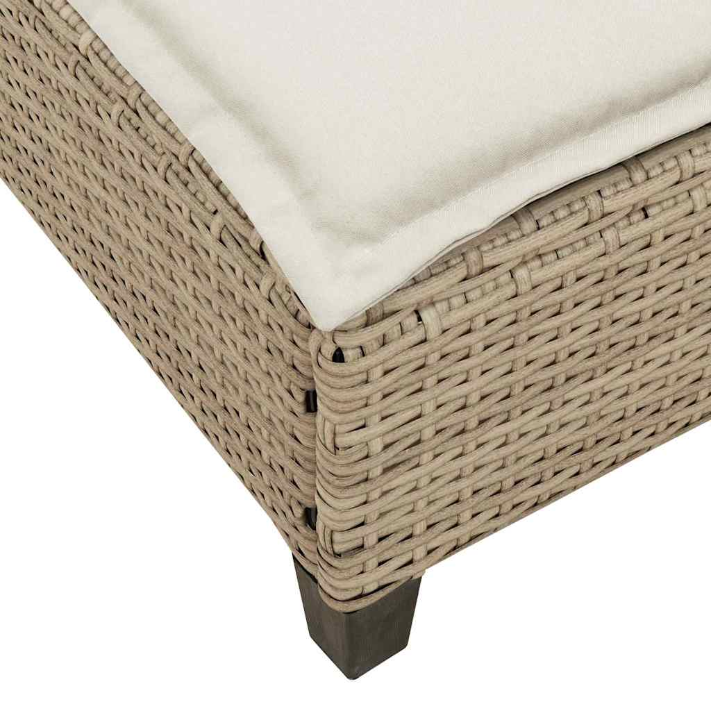 vidaXL Ligstoel met kussens zwart 55x200x25,5cm polyrotan