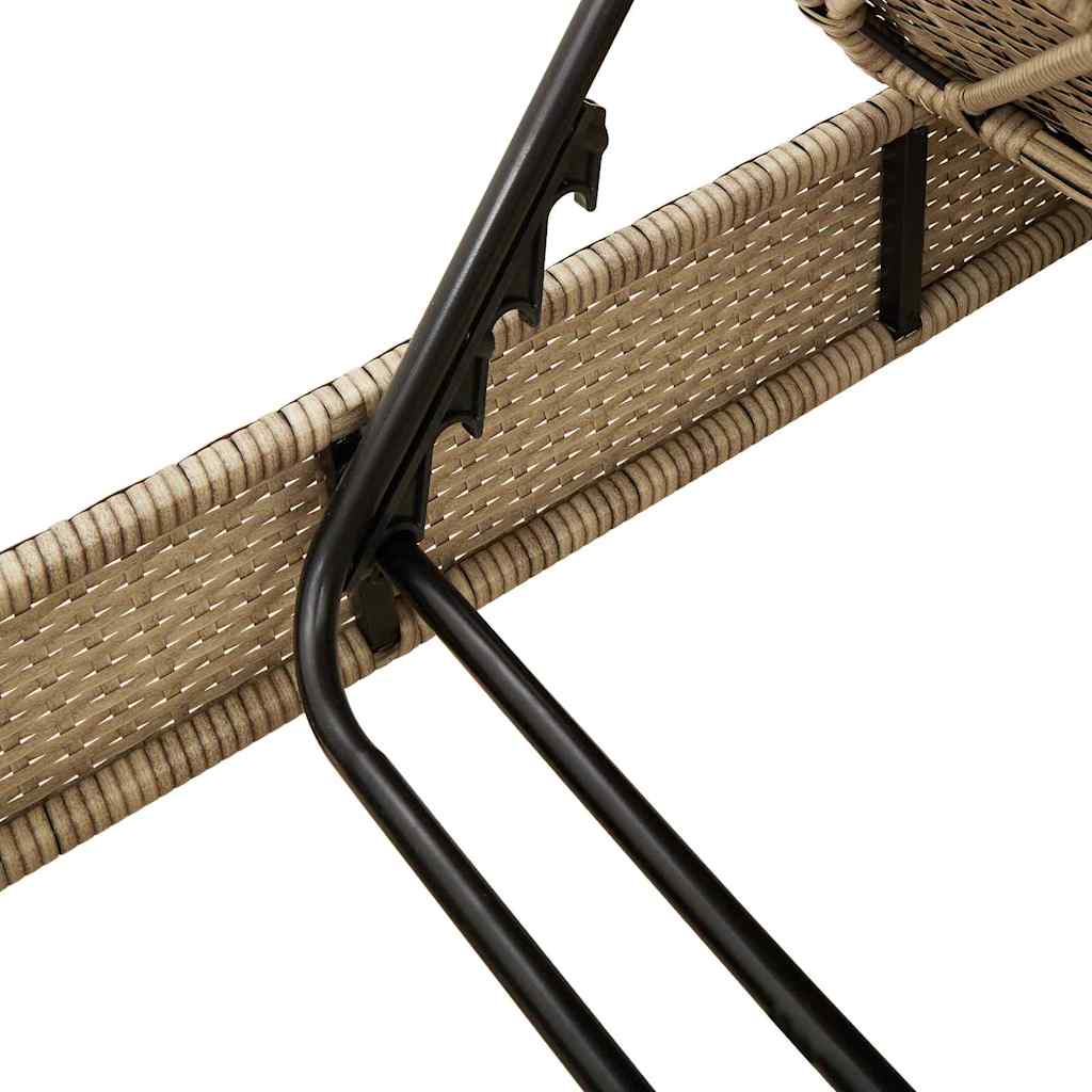 vidaXL Ligstoel met kussens zwart 55x200x25,5cm polyrotan