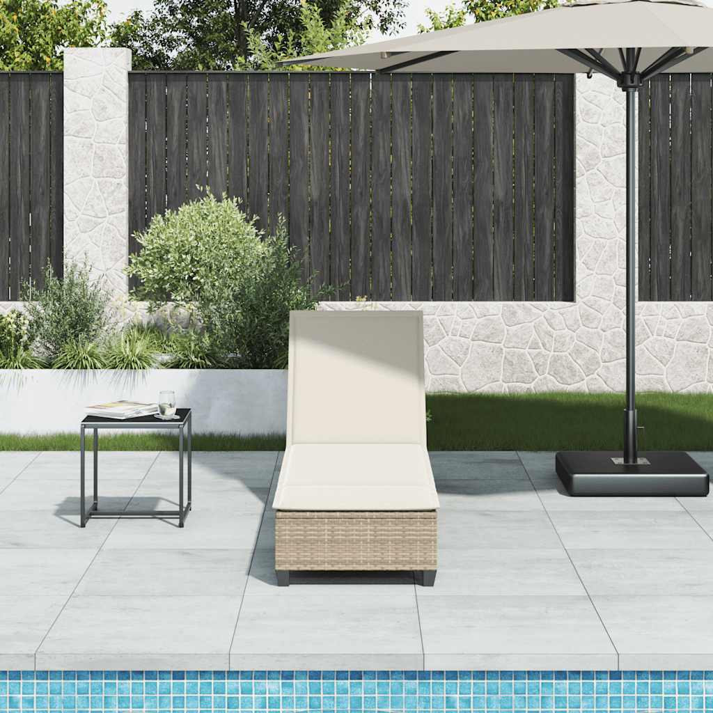 vidaXL Ligstoel met kussens zwart 55x200x25,5cm polyrotan