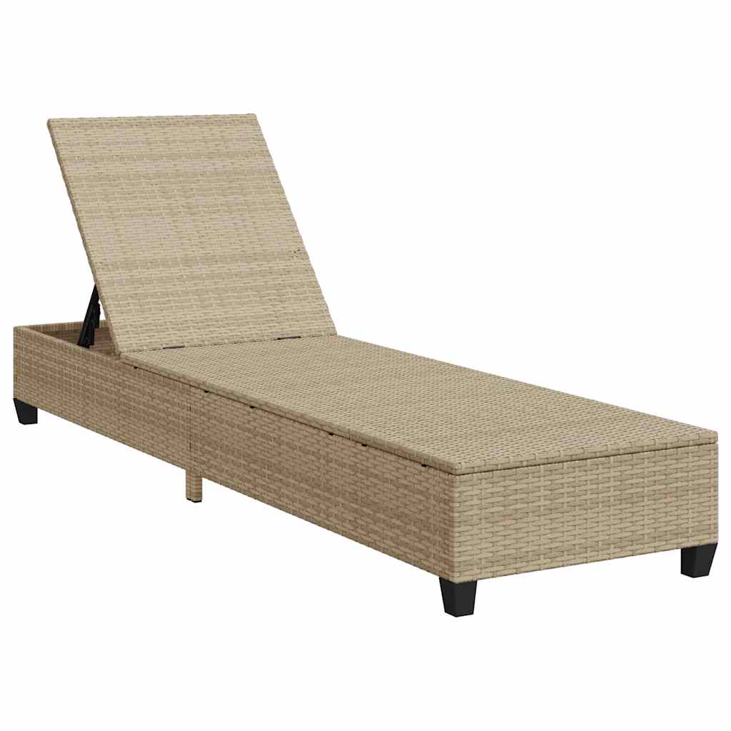 vidaXL Ligstoel met kussens zwart 55x200x25,5cm polyrotan