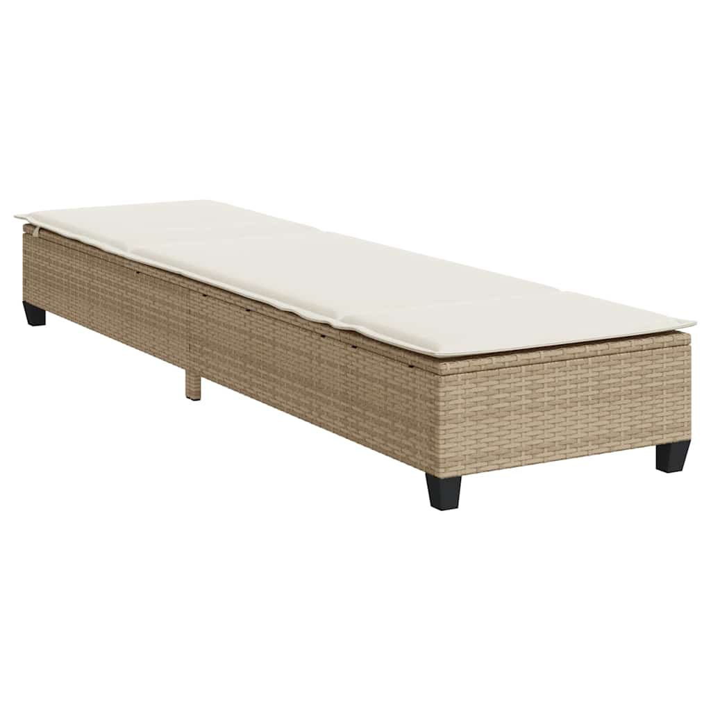 vidaXL Ligstoel met kussens zwart 55x200x25,5cm polyrotan