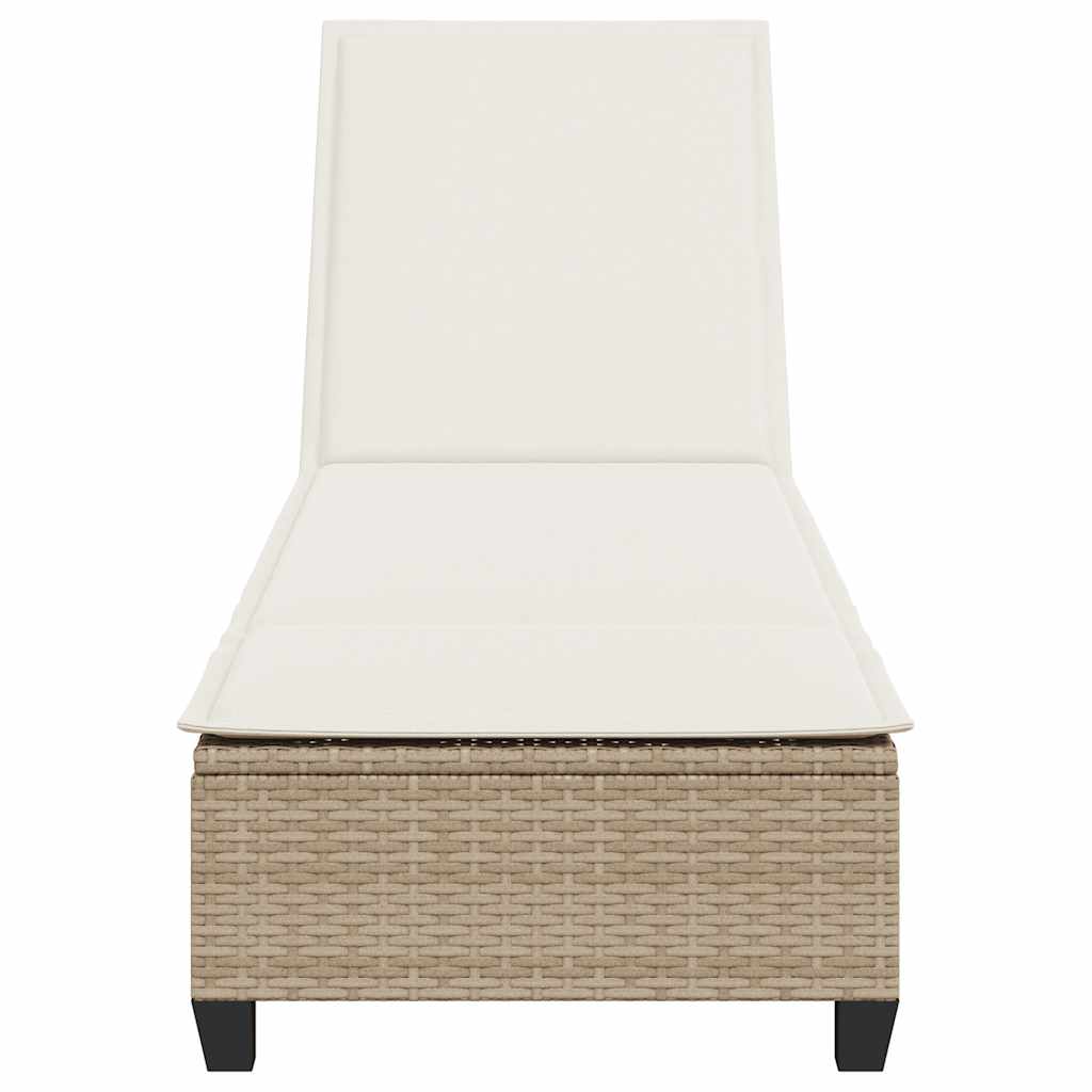 vidaXL Ligstoel met kussens zwart 55x200x25,5cm polyrotan