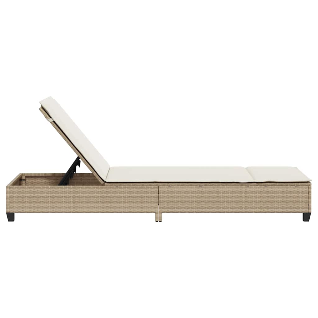 vidaXL Ligstoel met kussens zwart 55x200x25,5cm polyrotan