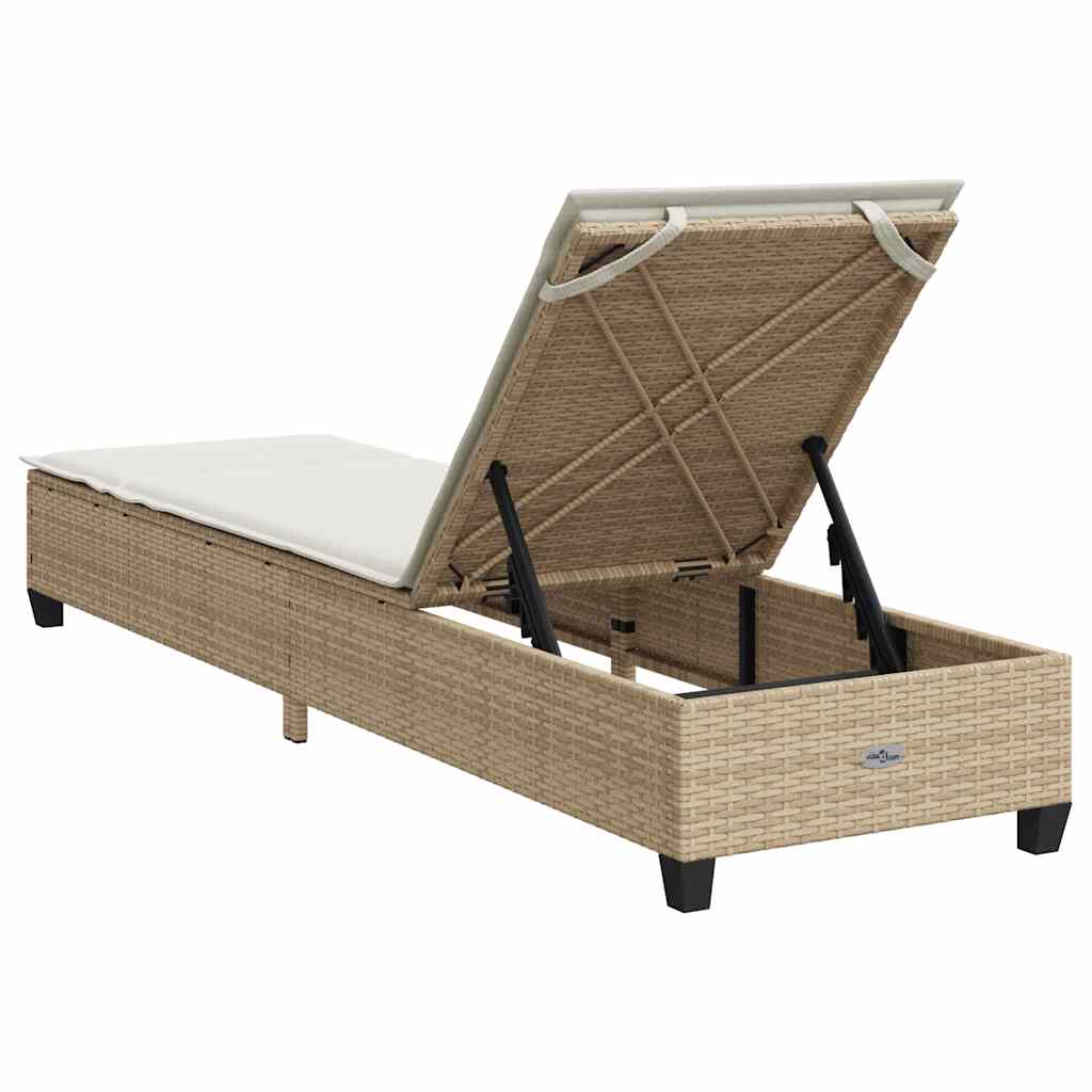 vidaXL Ligstoel met kussens zwart 55x200x25,5cm polyrotan