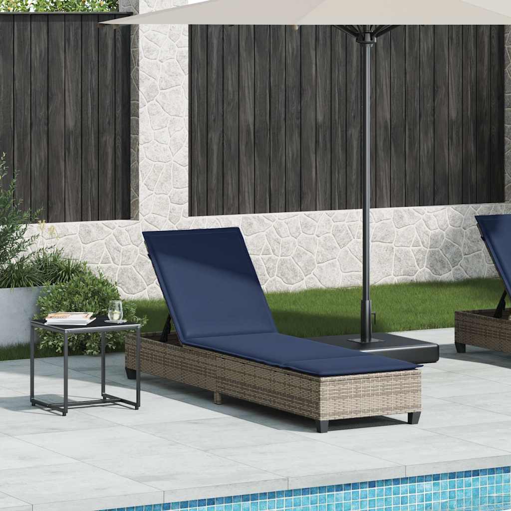 vidaXL Ligstoel met kussens zwart 55x200x25,5cm polyrotan