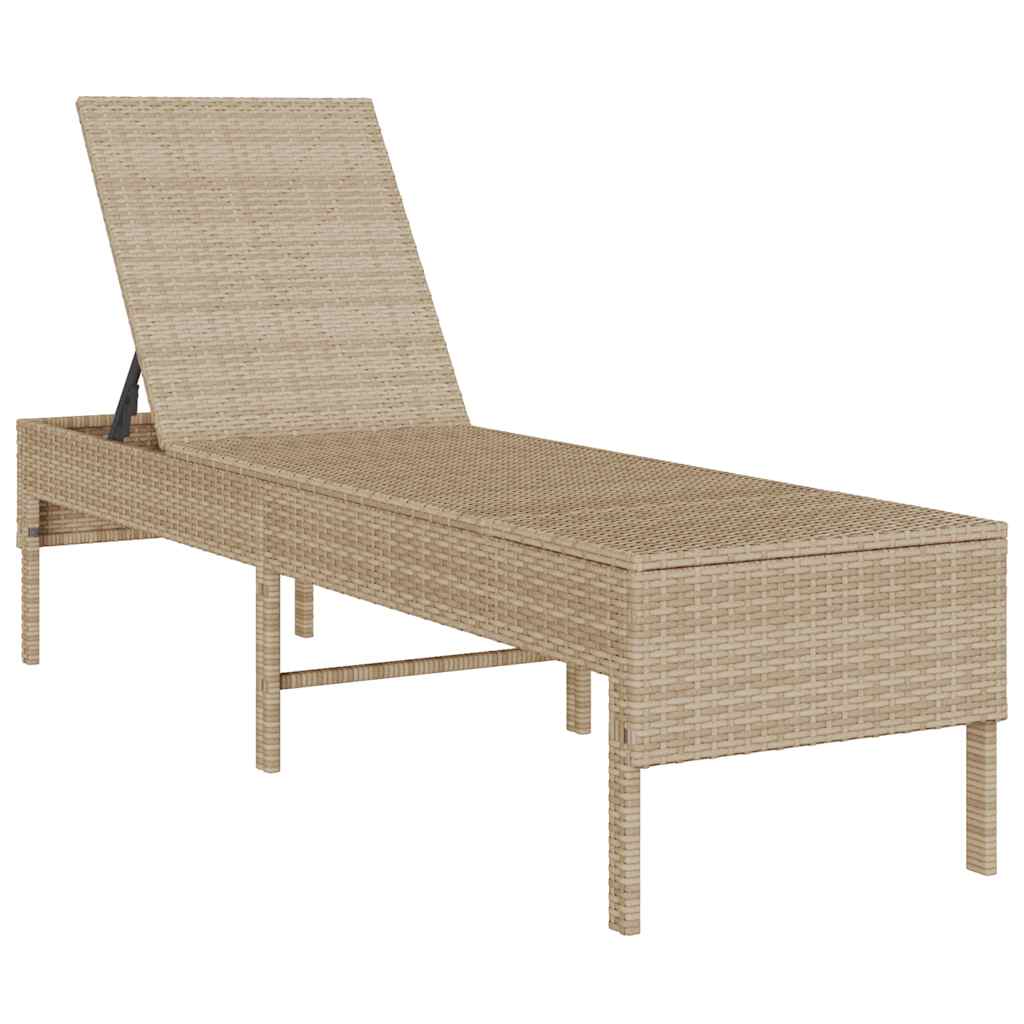 vidaXL Ligstoel met kussen zwart 55x200x44cm polyrotan