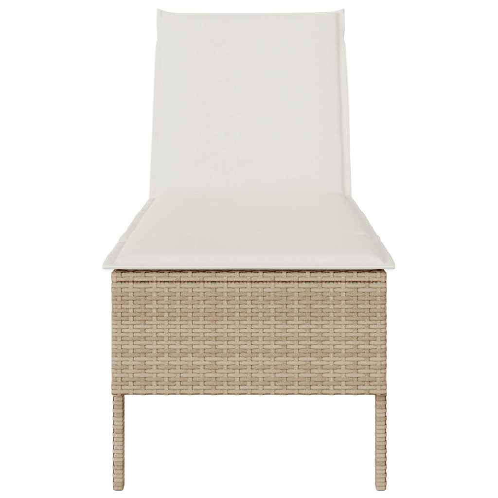 vidaXL Ligstoel met kussen zwart 55x200x44cm polyrotan