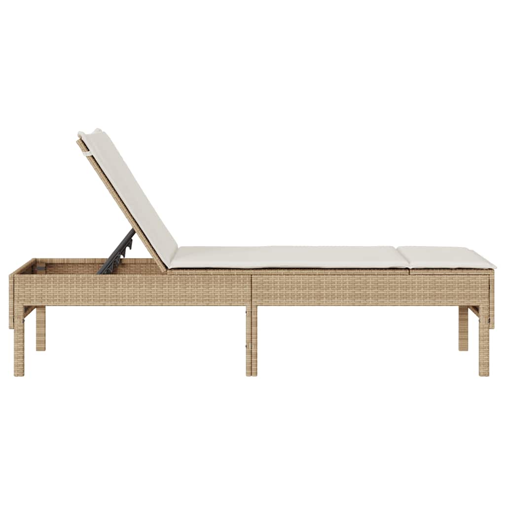 vidaXL Ligstoel met kussen zwart 55x200x44cm polyrotan