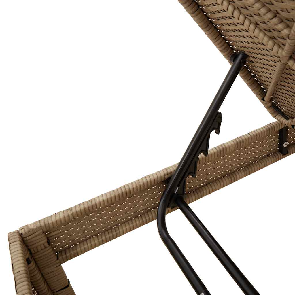 vidaXL Ligstoel met kussen zwart 55x200x44cm polyrotan