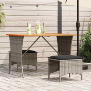 vidaXL 3-delige Tuinset met kussens poly rattan grijs