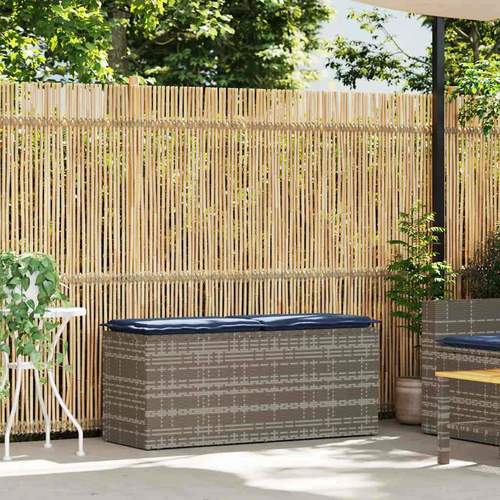 vidaXL Tuinbank met kussen 110x40x44 cm poly rattan grijs