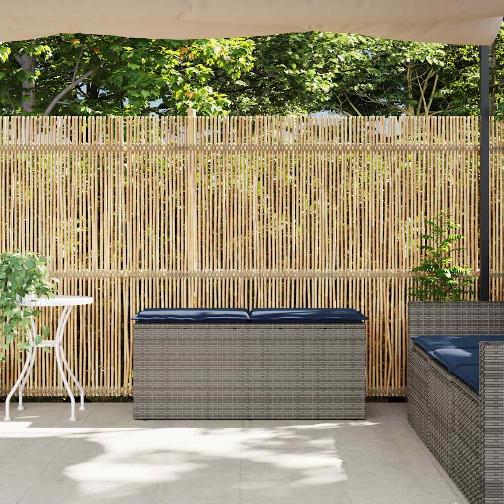 vidaXL Tuinbank met kussen 110x40x44 cm poly rattan grijs