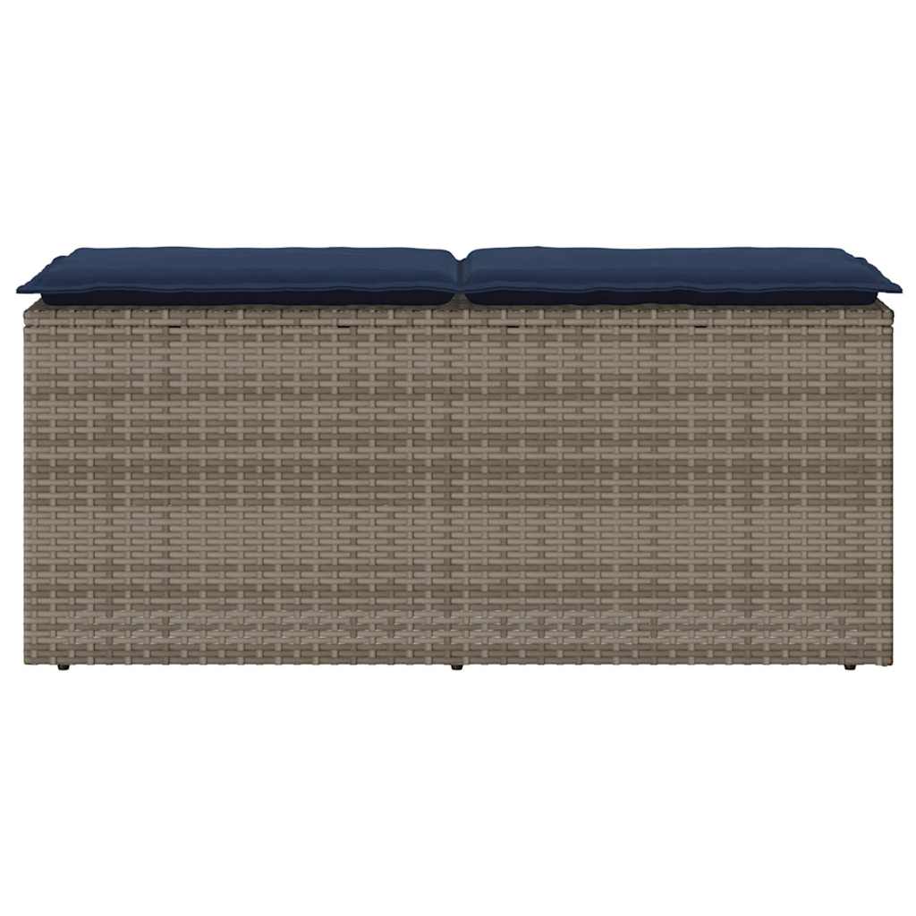 vidaXL Tuinbank met kussen 110x40x44 cm poly rattan grijs