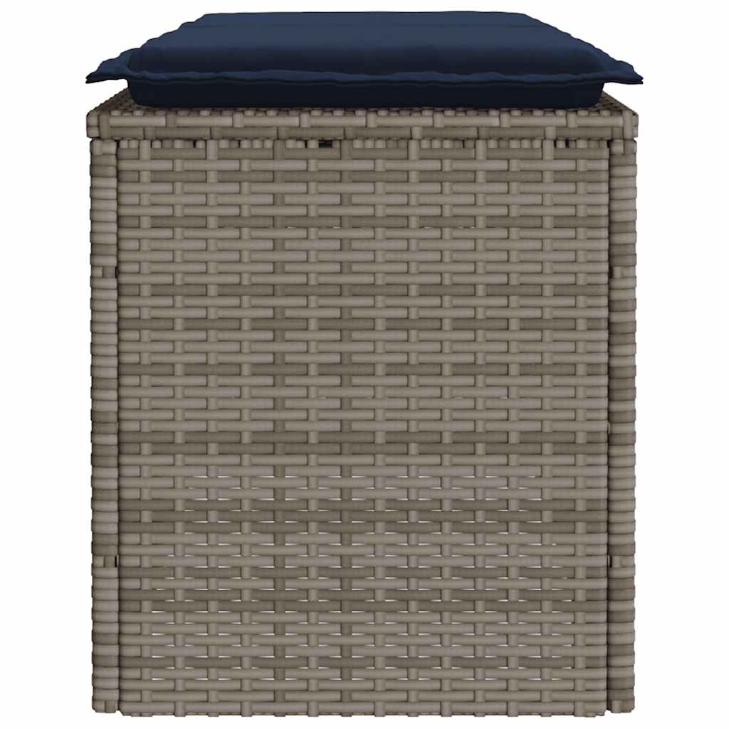 vidaXL Tuinbank met kussen 110x40x44 cm poly rattan grijs