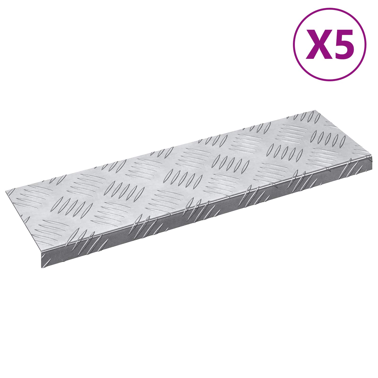 vidaXL Trap Tread Halvemaanvormig 5 pcs Zilver 60 x 18 cm Aluminium