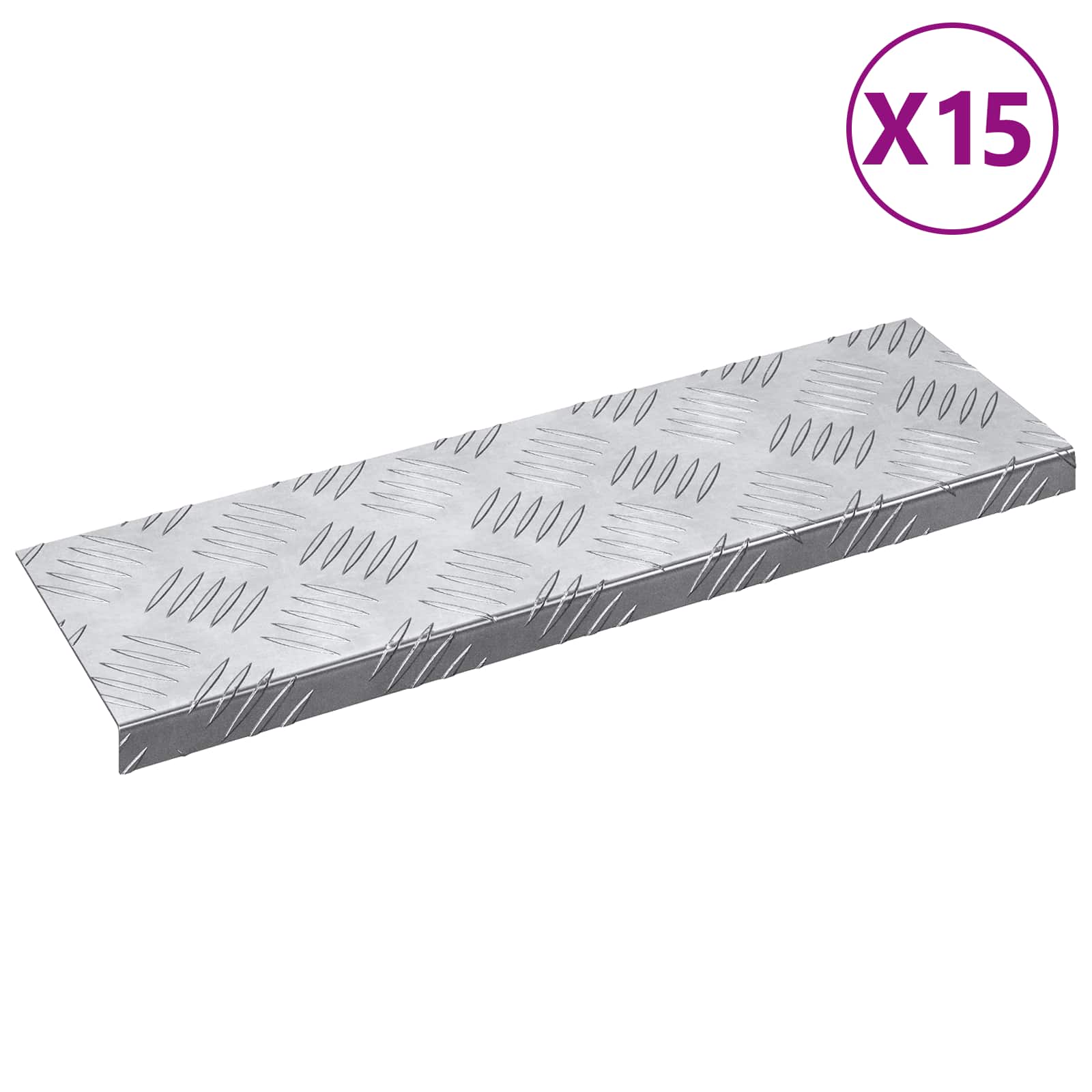 vidaXL Trap Tread Halvemaanvormig 5 pcs Zilver 60 x 18 cm Aluminium