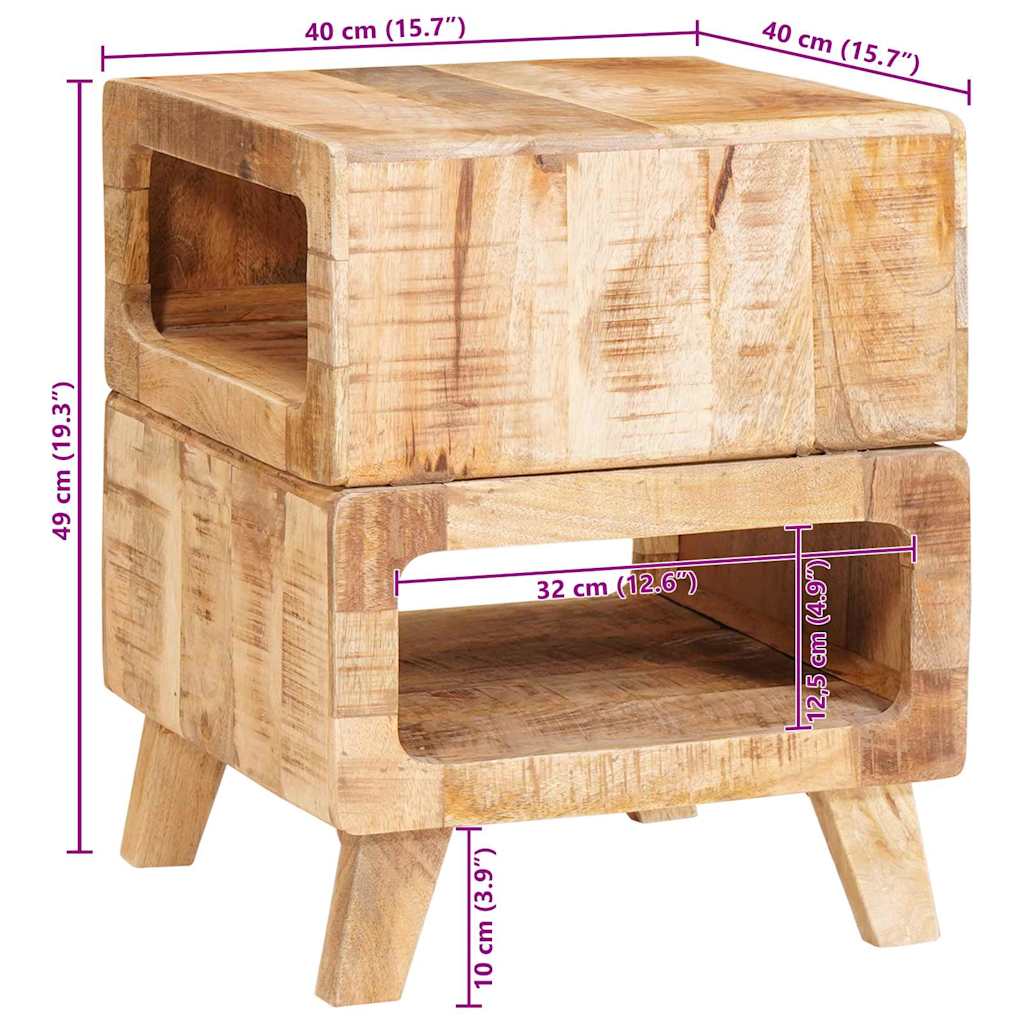 vidaXL Eindtafels met plank Bruin 40 x 40 x 49 cm massief mangohout