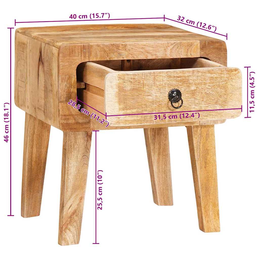 vidaXL Eindtafels met lade Bruin 40 x 32 x 46 cm massief mangohout