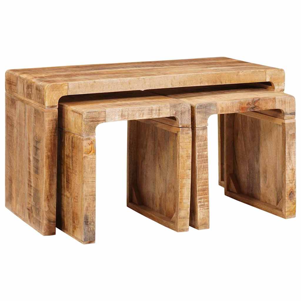 vidaXL Nesttafels 3 pcs massief mangohout