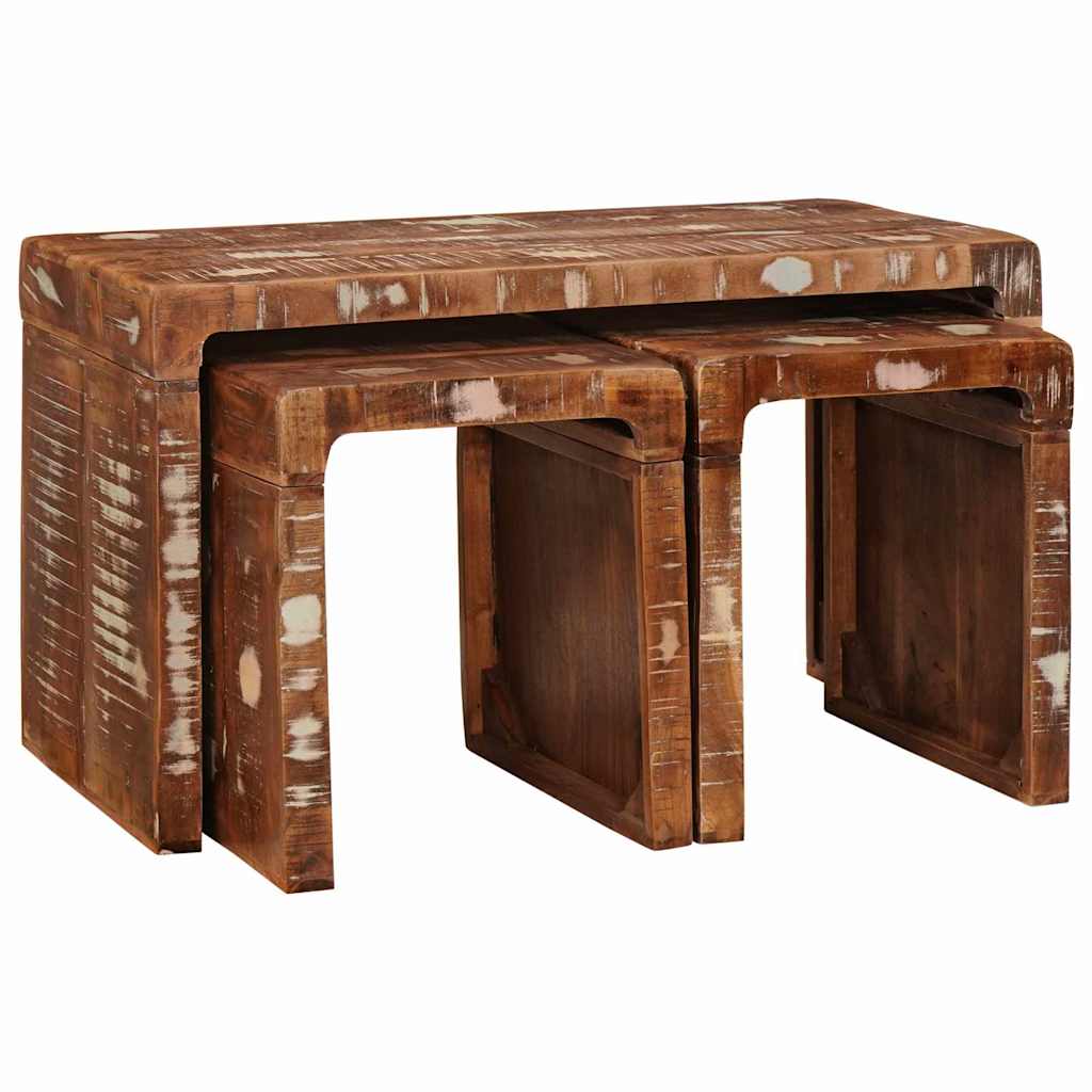 vidaXL Nesttafels 3 pcs massief mangohout