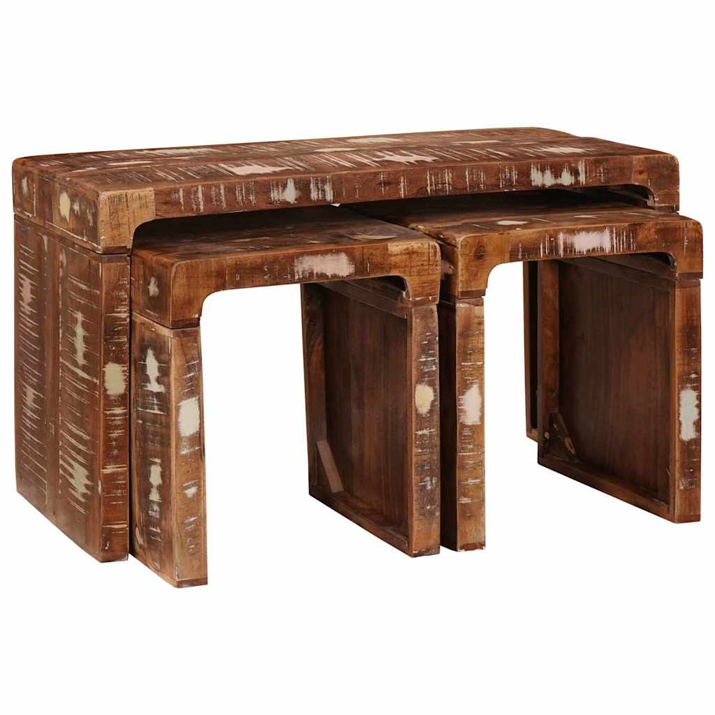 vidaXL Nesttafels 3 pcs massief mangohout