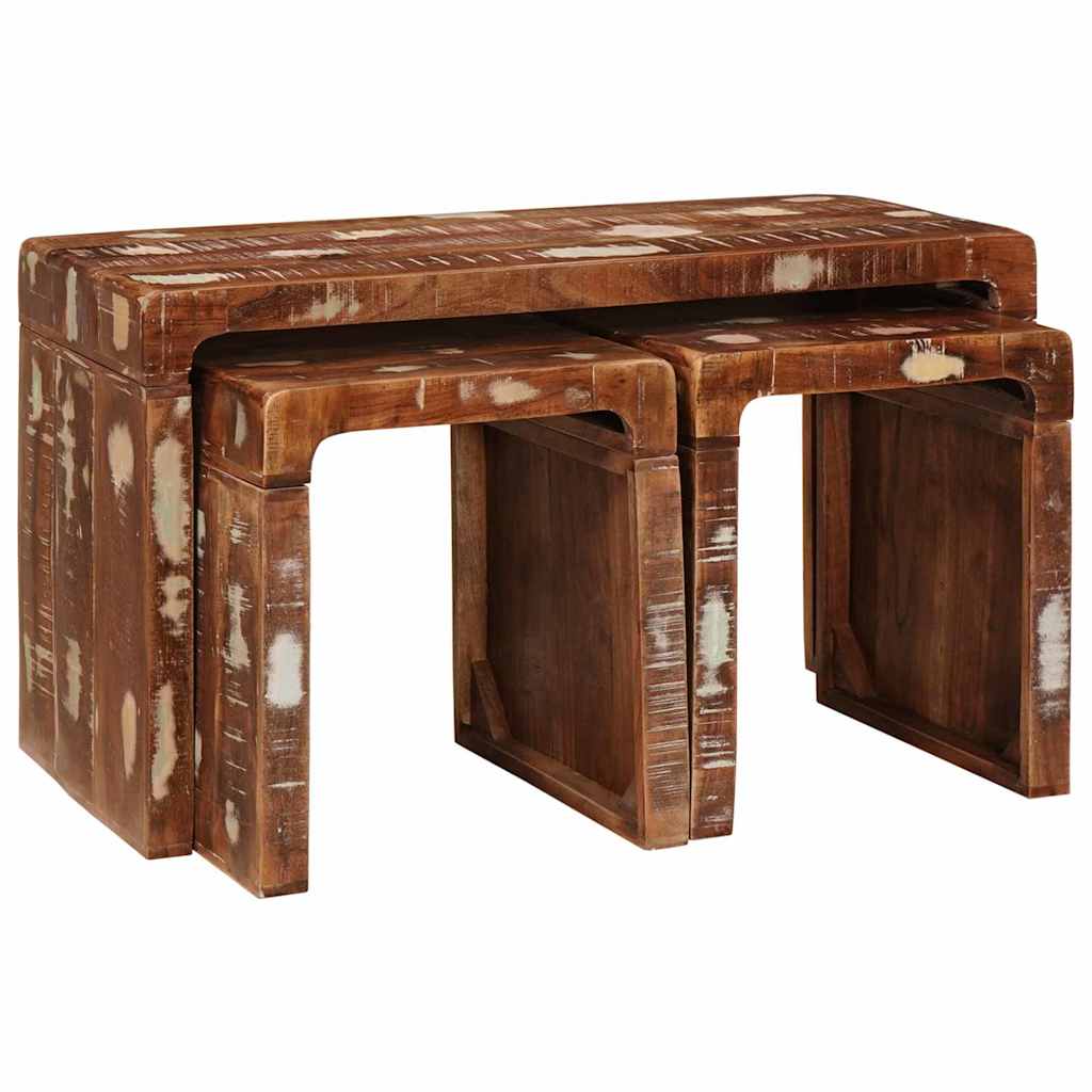 vidaXL Nesttafels 3 pcs massief mangohout