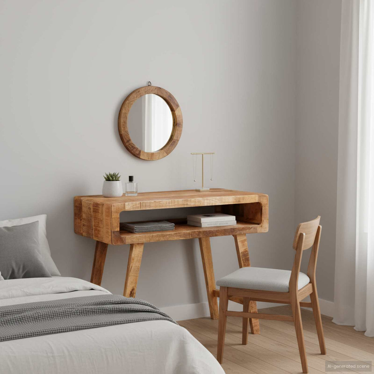 vidaXL Slaapkamer Kaptafels met plank met opslag Massief mango hout