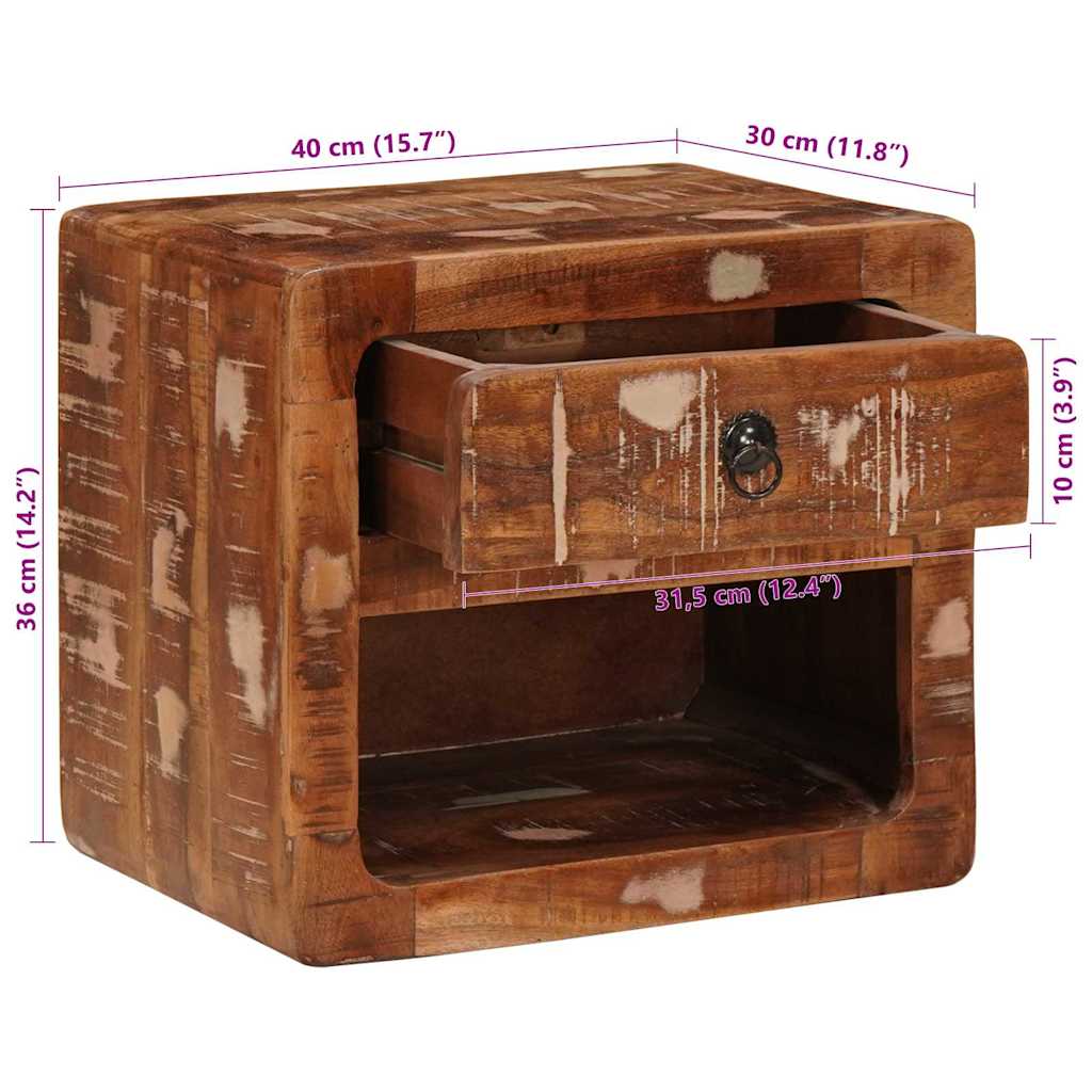 vidaXL Wandkastje met lade Bruin 40 x 30 x 36 cm massief mangohout