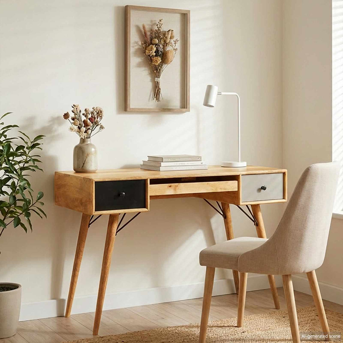 vidaXL Bureau met lades 130x50x80 cm massief mangohout