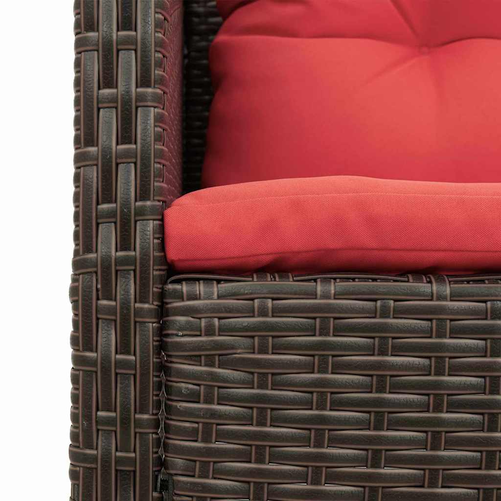 vidaXL Tuinbankenset met kussen 6 pcs Bruin en Rood poly rattan