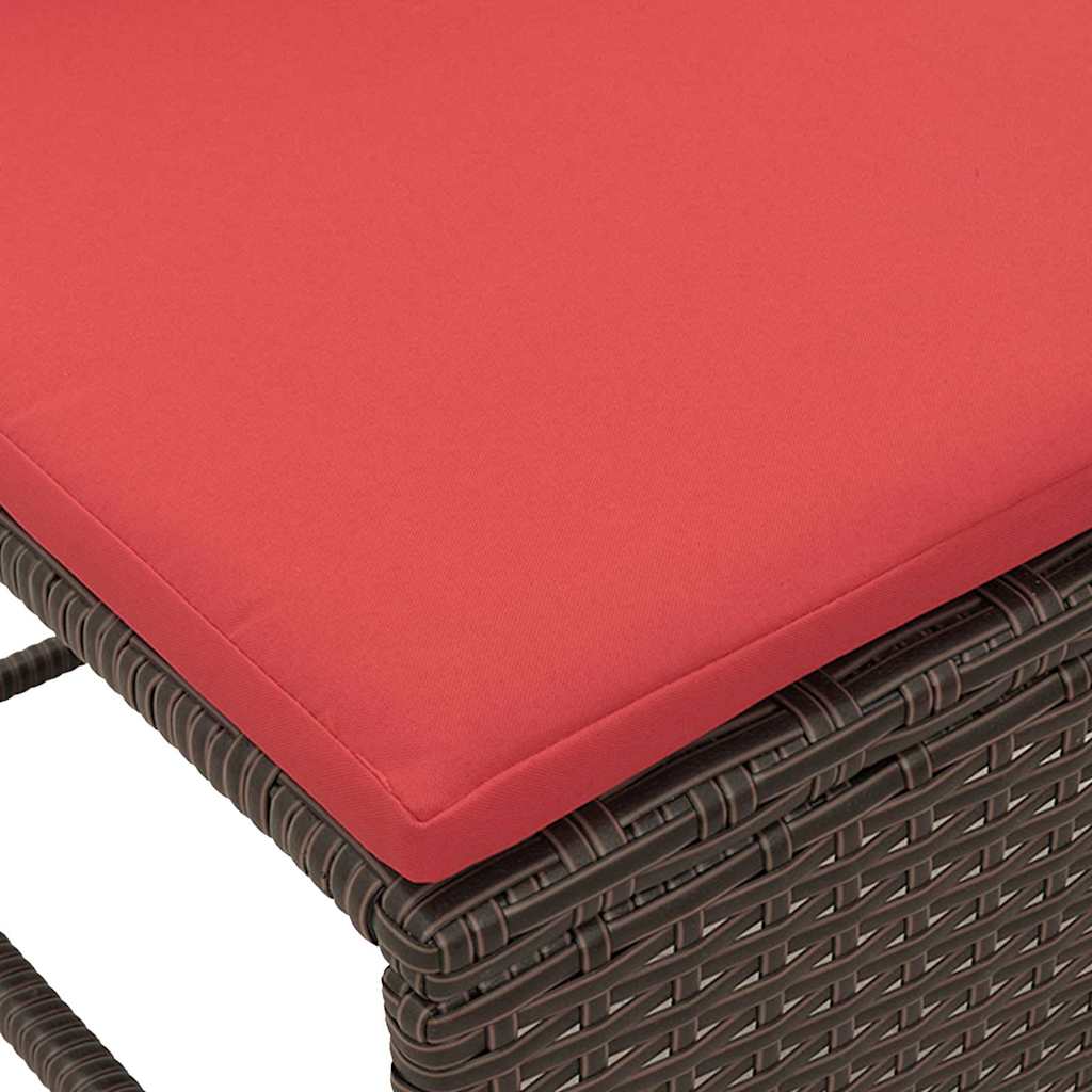 vidaXL Tuinbankenset met kussen 6 pcs Bruin en Rood poly rattan
