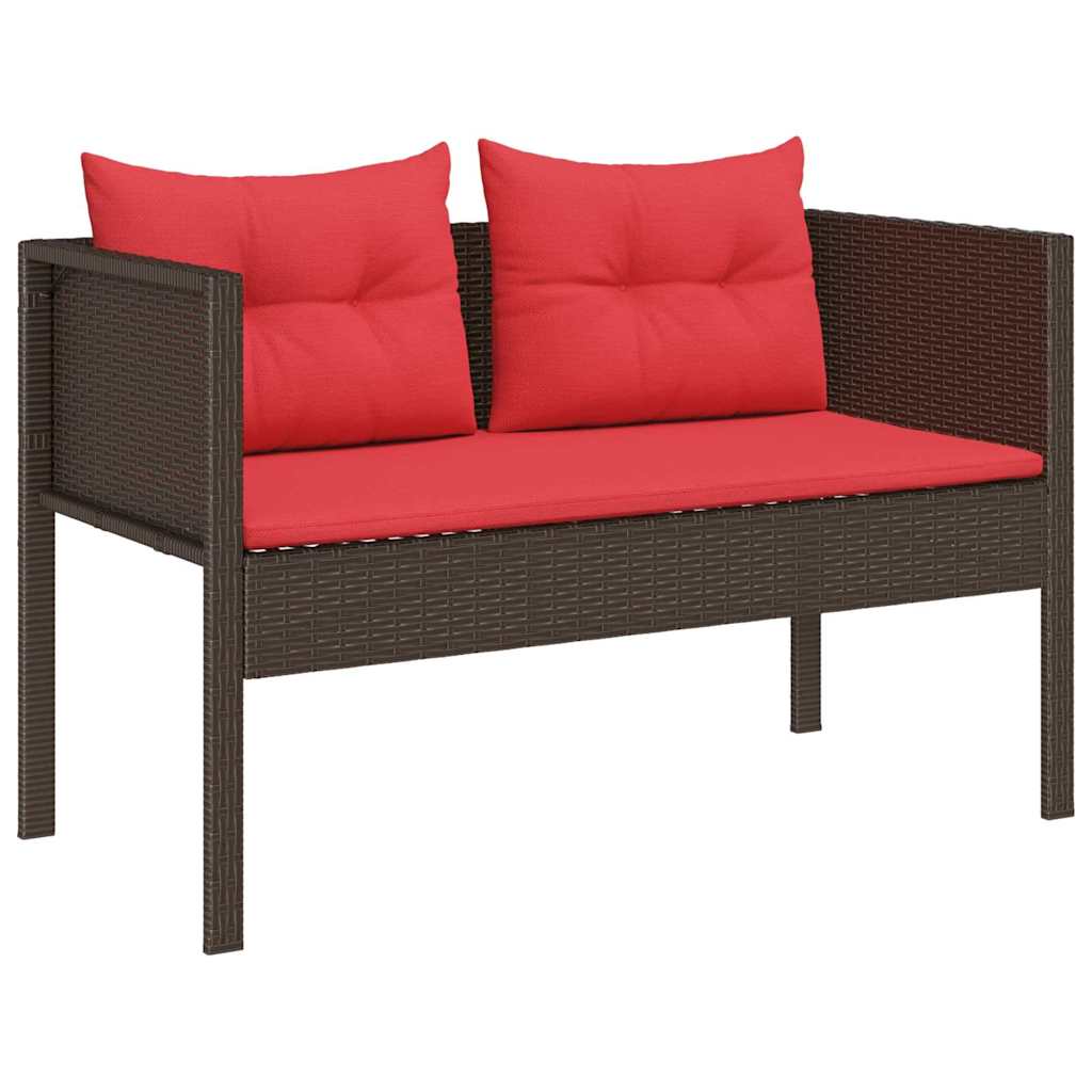 vidaXL Tuinbankenset met kussen 6 pcs Bruin en Rood poly rattan