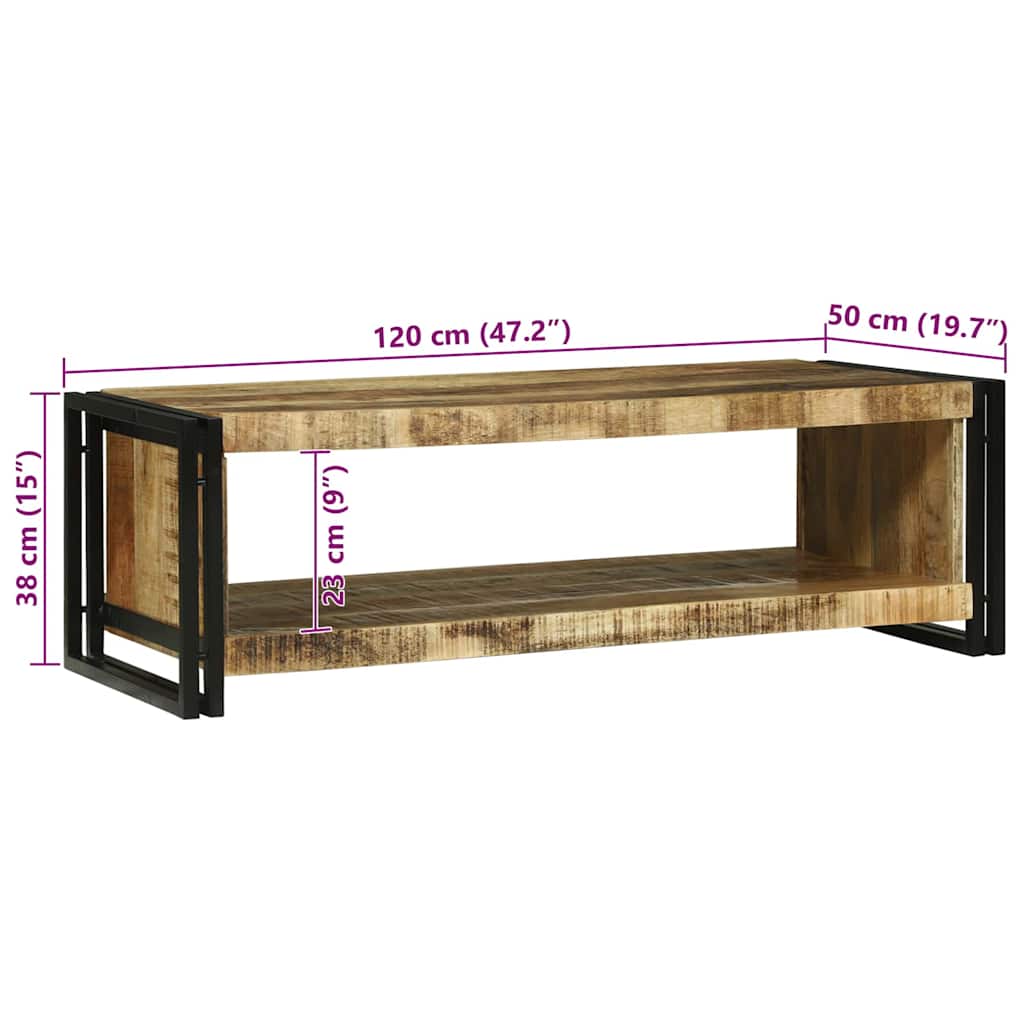 vidaXL Salontafel 120x50x38 cm Massief Ruw Hout Mango