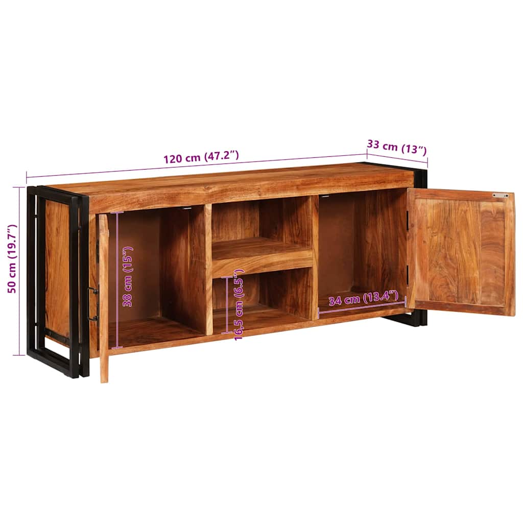 vidaXL TV-kast Bruin 120 x 30 x 50 cm Massief ruw mango hout