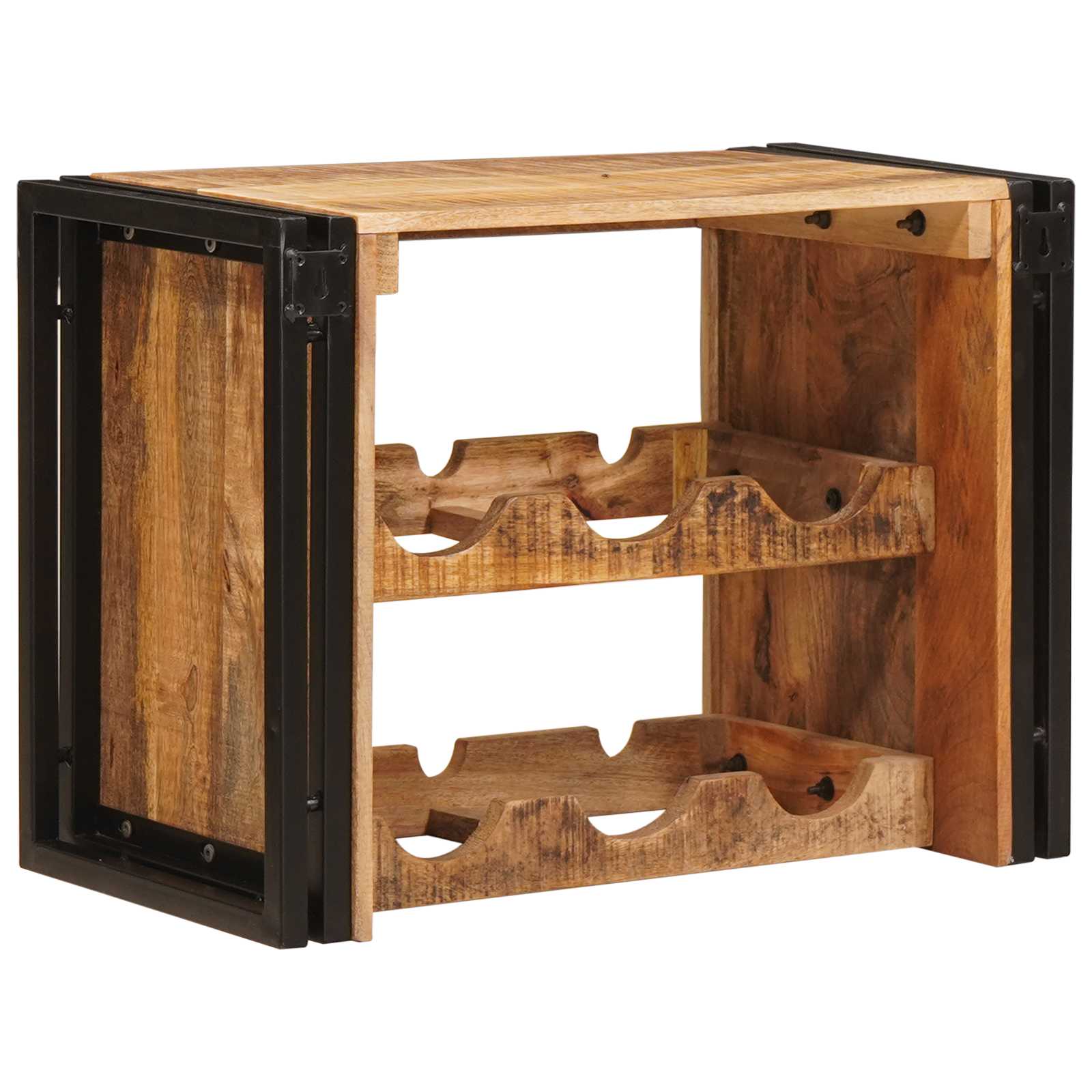 vidaXL Wijnrek Bruin 100 x 45 x 33 cm Massief Ruw Mango Hout