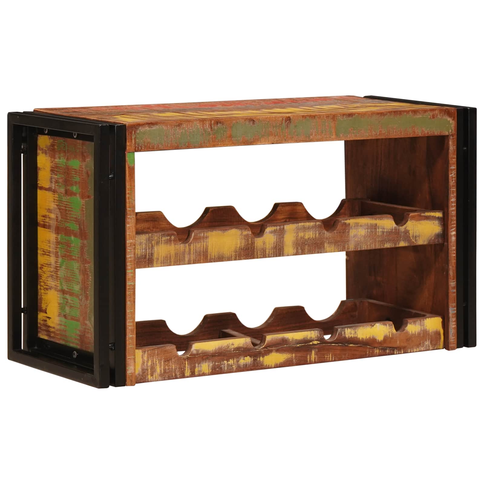 vidaXL Wijnrek Bruin 100 x 45 x 33 cm Massief Ruw Mango Hout