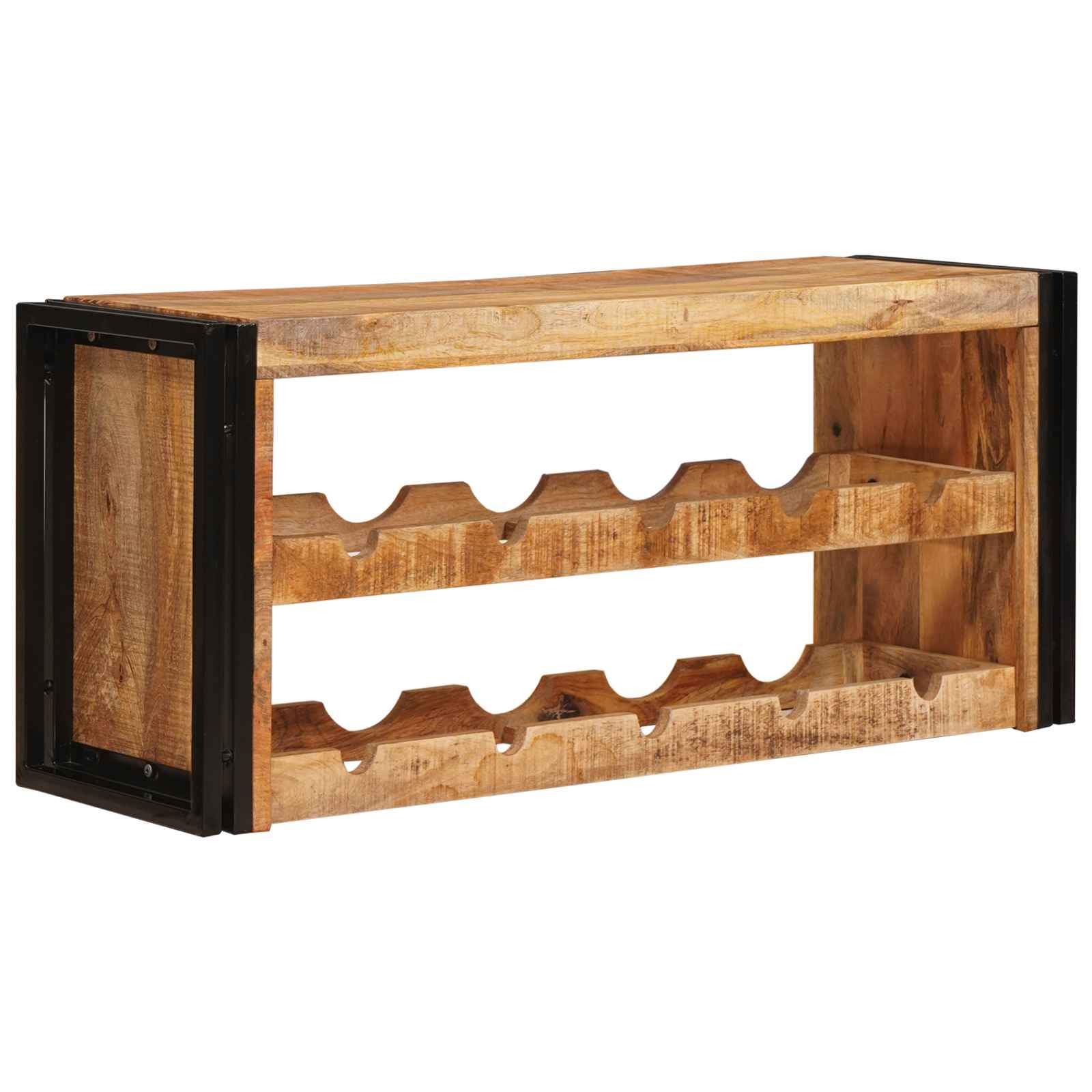 vidaXL Wijnrek Bruin 100 x 45 x 33 cm Massief Ruw Mango Hout