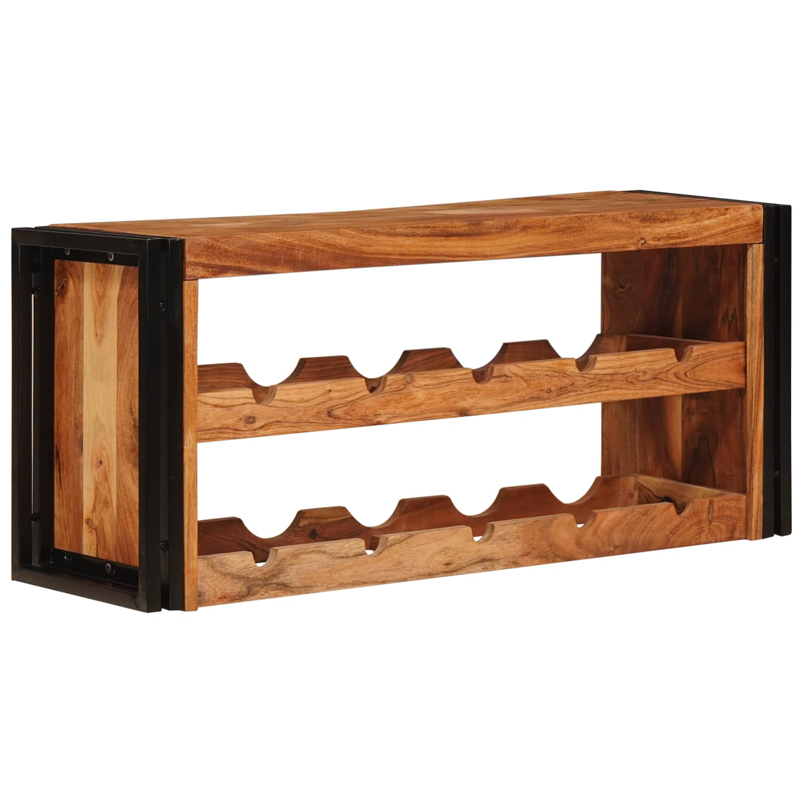 vidaXL Wijnrek Bruin 100 x 45 x 33 cm Massief Ruw Mango Hout
