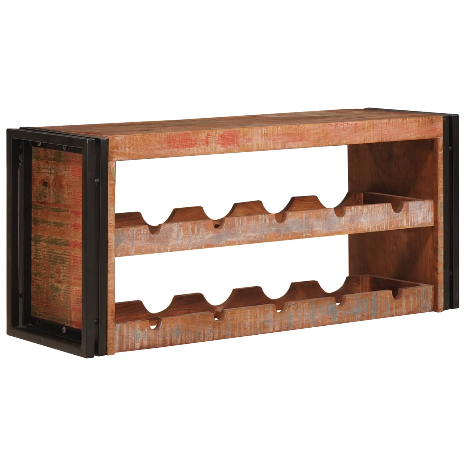 vidaXL Wijnrek Bruin 100 x 45 x 33 cm Massief Ruw Mango Hout