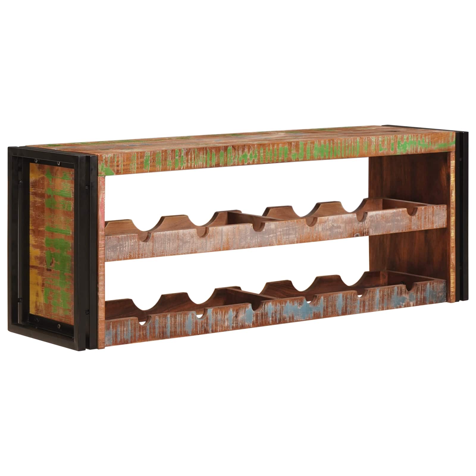 vidaXL Wijnrek Bruin 100 x 45 x 33 cm Massief Ruw Mango Hout