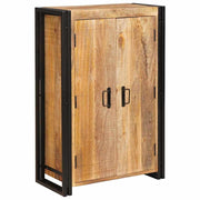 vidaXL Highboard met Deuren Bruin Massief Ruw Mangohout en Metaal