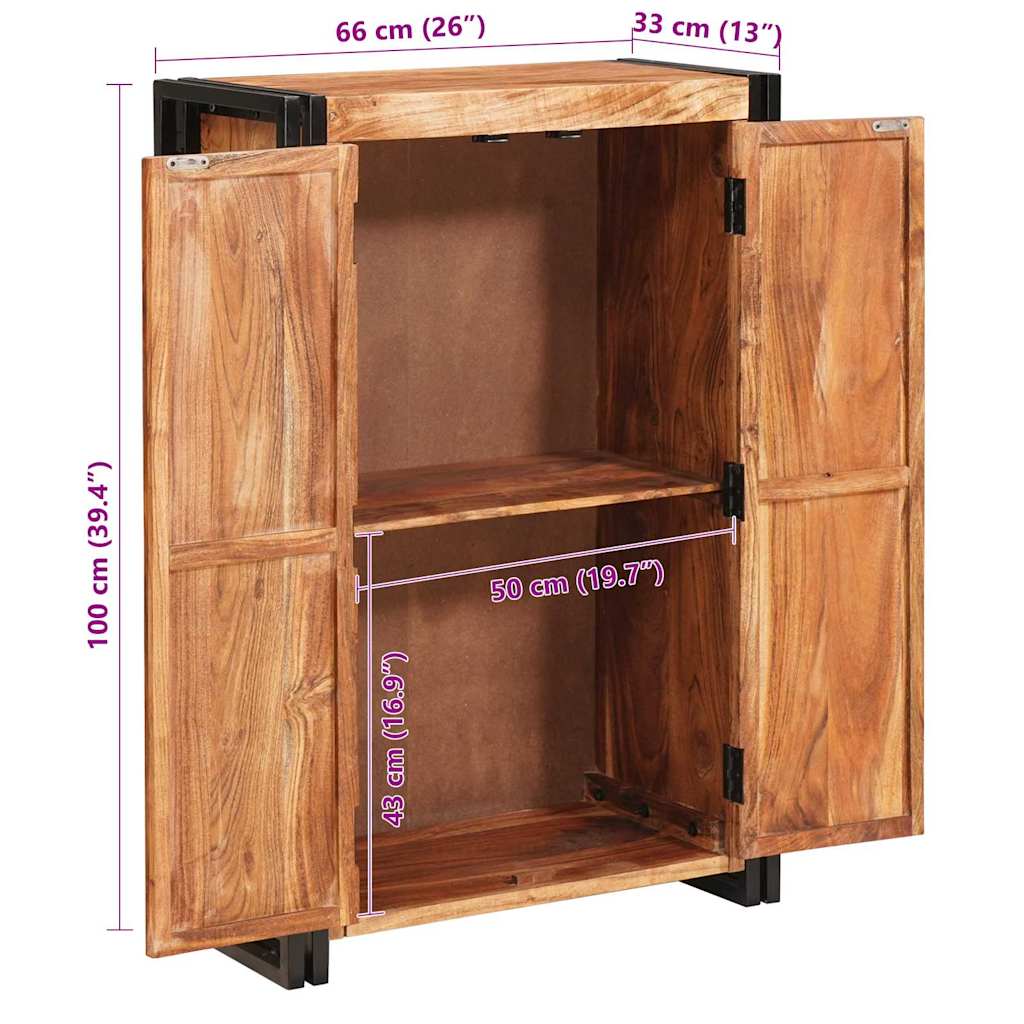 vidaXL Highboard met Deuren Bruin Massief Ruw Mangohout en Metaal