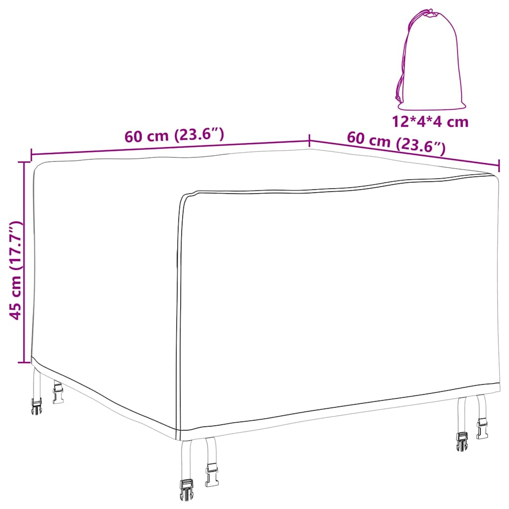 vidaXL Buitenmeubelhoes Zwart 60 x 60 x 45 cm 210D stof