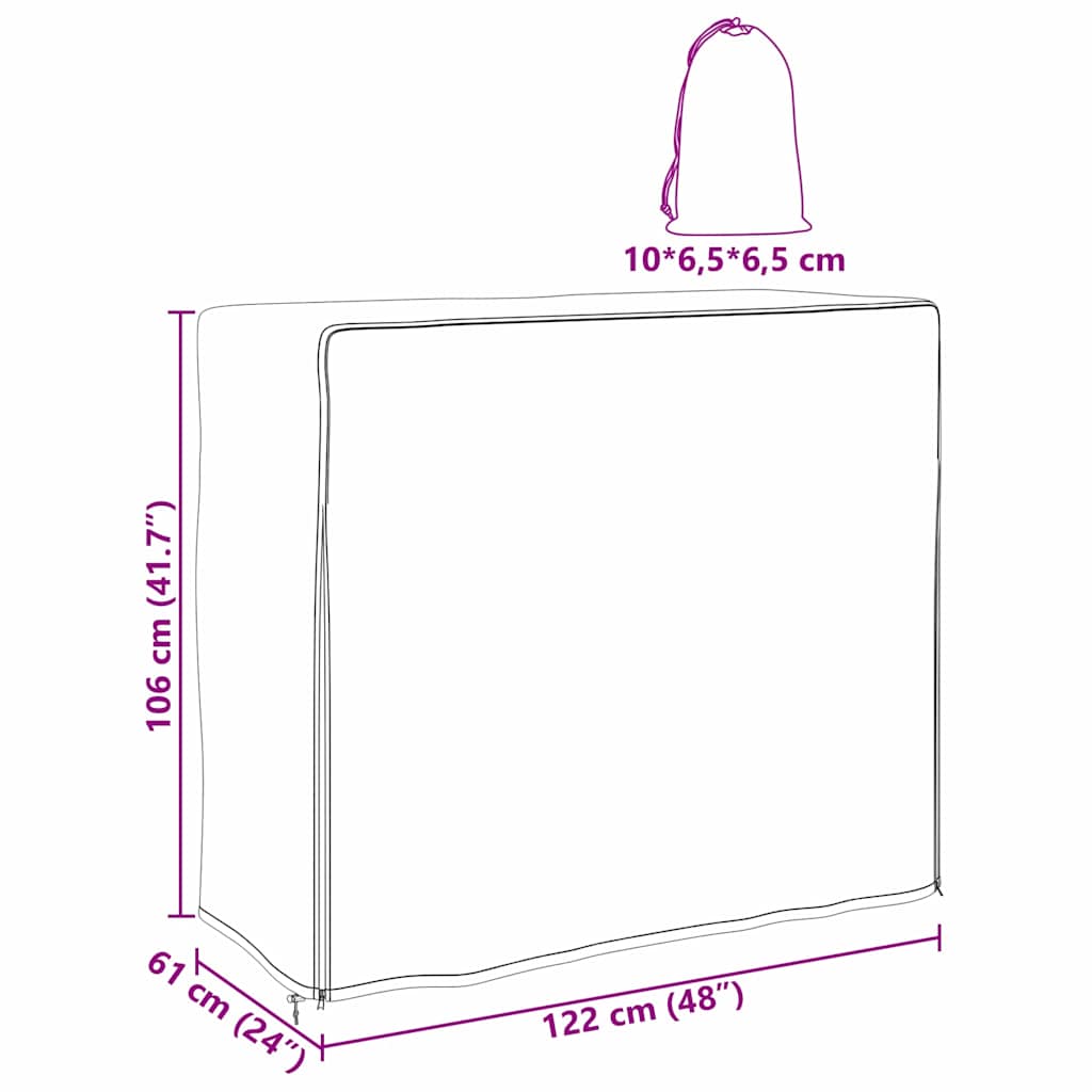 vidaXL Buitenmeubelhoes Zwart 122 x 61 x 106 cm 210D stof