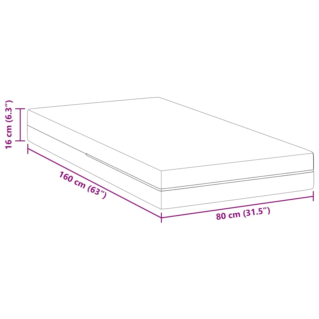 vidaXL Matras Wit 80 x 160 cm Schuim