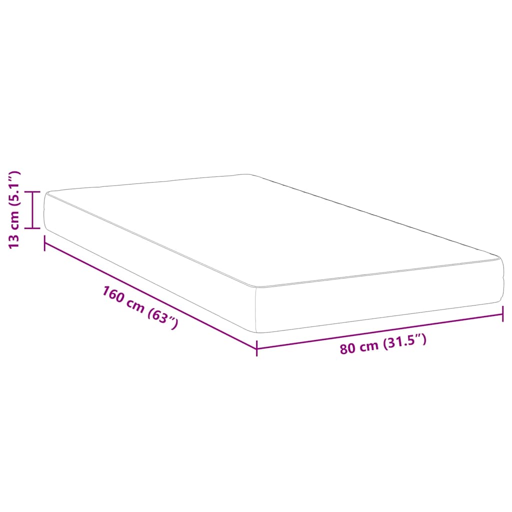 vidaXL Matras Wit 80 x 160 cm Schuim